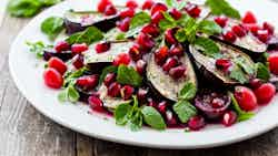 Salatat Batinjan (roasted Eggplant And Tomato Salad With Pomegranate Dressing)