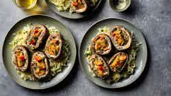 Sauerkraut and Sausage Stuffed Mushrooms (Sauerkraut und Wurst gefüllte Pilze)