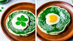 Shamrock Pancakes With Mint Syrup