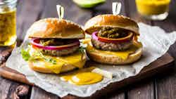 Smoky Bratwurst Burger With Mustard Relish