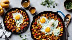 Spanish Chorizo And Potato Hash With Fried Eggs