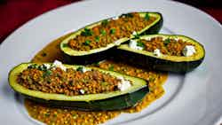 Spanish-inspired Stuffed Zucchini With Lentils And Goat Cheese