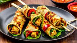 Spicy Chicken Skewer Wrap (chicken Seekh Kabab Paratha Roll)