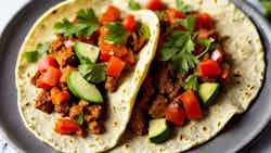 Spicy Tomato And Vegetable Filling In Tortillas (abobo Tacos)