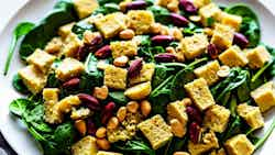 Spinach and Plantain Salad with Peanut Dressing (Ugali n'Inyama ye Arasho)