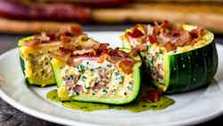 Swiss Cheese And Bacon Stuffed Zucchini