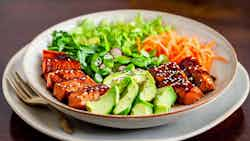 Teriyaki Glazed Salmon Poke Bowl