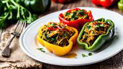 Tibetan Yak Cheese And Spinach Stuffed Bell Peppers