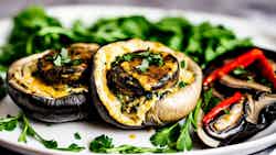 Tibetan Yak Cheese And Spinach Stuffed Portobello Mushrooms