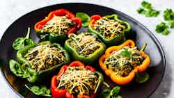 Tibetan Yak Cheese And Spinach Stuffed Sweet Peppers