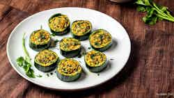 Tibetan Yak Cheese And Spinach Stuffed Zucchini