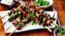 Toyuq Kebabi (grilled Lamb Skewers With Mint Sauce)