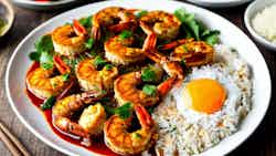 Udang Sambal Dengan Nasi Lemak (sambal Prawns With Coconut Rice)