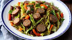 Udmurt Cabbage and Sausage Stir-Fry (Капуста с колбасой)