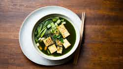 Vegan Miso Soup With Tofu And Seaweed