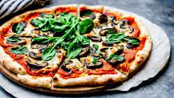 Vegetarian Mushroom And Spinach Pizza