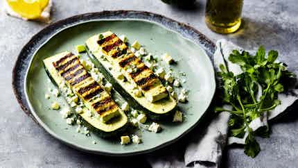 Argentinean-style Grilled Zucchini with Mint and Feta (Calabacín a la Parrilla con Menta y Queso Feta)
