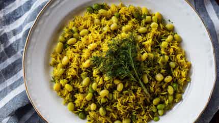 Baghali Polo (persian Rice With Dill And Lima Beans)