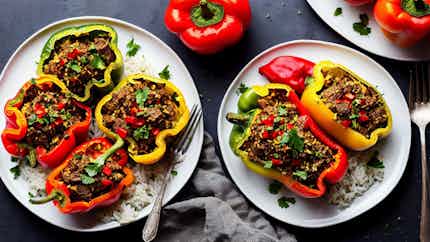 Bashkir-Style Stuffed Bell Peppers with Rice and Beef (Башкирские фаршированные перцы с рисом и говядиной)