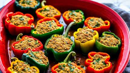 Basilicatan Sausage And Lentil Stuffed Bell Peppers