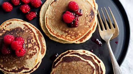 Buckwheat Pancakes with Lingonberry Jam (Griķu pankūkas ar pīlādzēm)