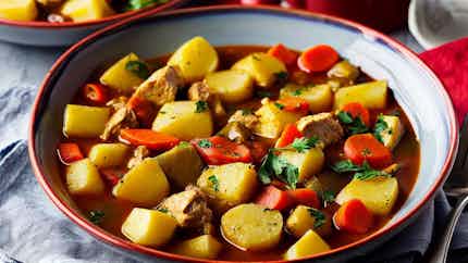 Bulgarian Vegetable Stew With Chicken And Potatoes (balkan Bounty: Gyuvech With Chicken And Potatoes)