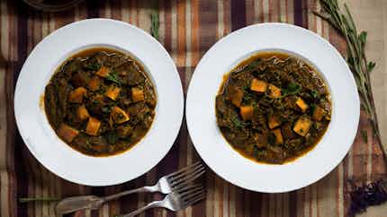 Cassava Leaf Stew with Goat (Saka Saka na Madesu de chèvre)