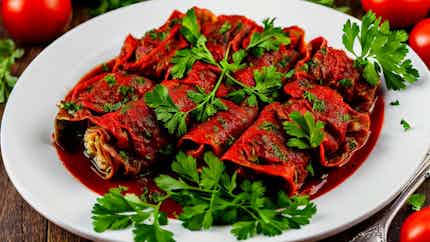 Dolma (stuffed Cabbage Rolls With Rice And Meat)