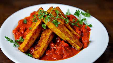 Fried Yam with Spicy Tomato Sauce (Yam Frit avec Sauce Tomate Épicée)