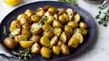 Greek Lemon Roasted Potatoes With Herbs