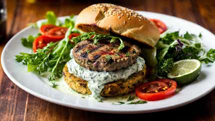 Greek-style Grilled Lamb Burger With Tzatziki