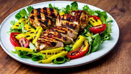 Grilled Chicken with Plantain Salad (Poulet Grillé avec Salade de Banane Plantain)