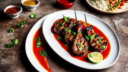 Grilled Lamb Chops With Spicy Peanut Sauce
