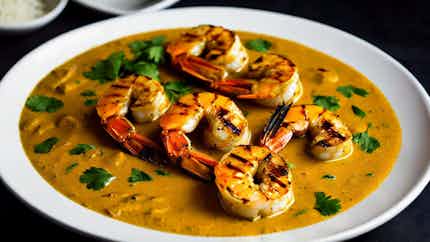 Grilled Prawns With Coconut Curry Sauce