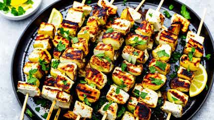 Haloumi Mishwi (grilled Haloumi Skewers With Mint Sauce)