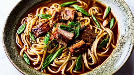 Htamin Jin (spicy Shan Pork Noodles)