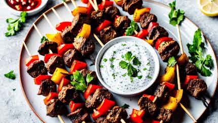 Kebab Bil Laham (qatari Spiced Lamb Kebabs With Mint Yogurt Dip)