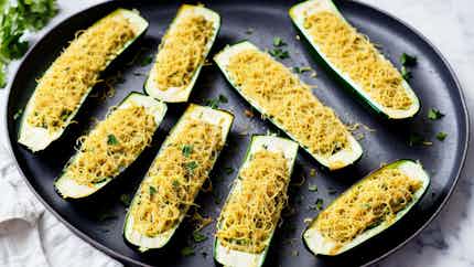 Käsespätzle Stuffed Zucchini Boats