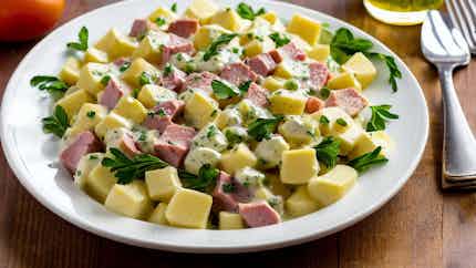 Limburgian Potato and Ham Salad (Limburgse Aardappel-Hamsalade)