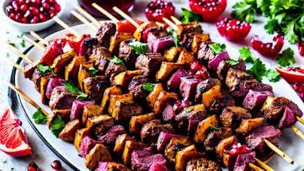 Lula Kebab (grilled Beef Skewers With Pomegranate Marinade)