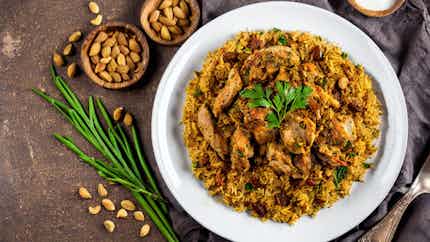 Mandi (omani Spiced Rice With Chicken And Nuts)