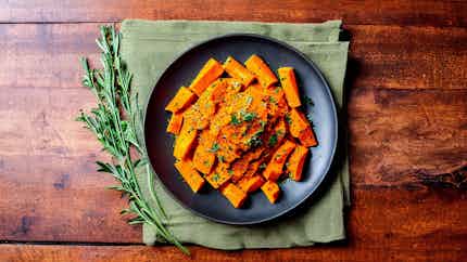 Mashed Yams With Spicy Tomato Sauce