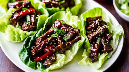 Mongolian Beef Lettuce Wraps (Говьтай гурилтай хуушуур)