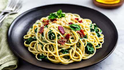 Norderstedt's Noodle Nirvana: Creamy Spinach And Bacon Pasta