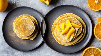 Orange Mango Pancakes (santara Amba Jhili Pitha)
