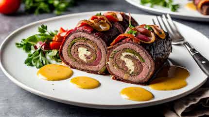Rendsburg's Roulade Surprise: Rolled Beef With Bacon And Mustard Filling