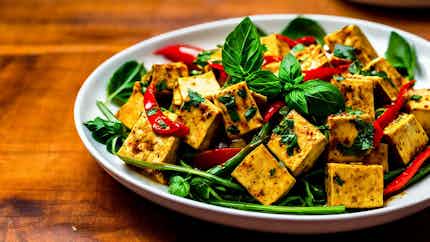Salteado De Tofu Con Albahaca Tailandesa Picante (spicy Thai Basil Tofu Stir-fry)