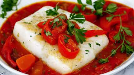 Salted Cod With Tomato And Peppers (bacalao A La Tranca)
