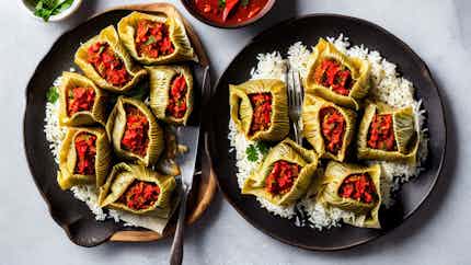 Sarma (albanian Stuffed Cabbage Rolls With Rice And Meat)