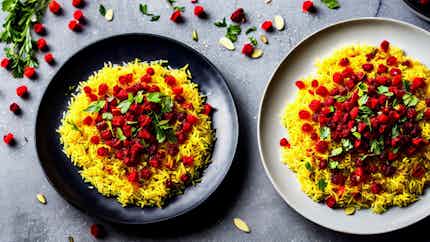Shirin Polo (persian Rice With Saffron And Berries)